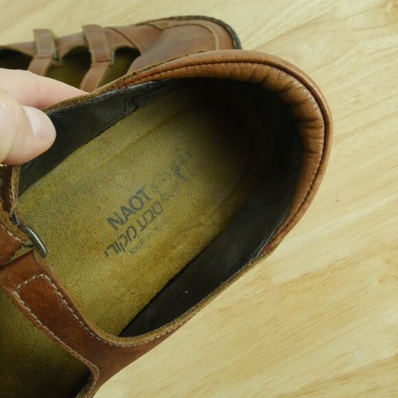 Naot Size 41 10 10.5 Maryjane Shoe Brown Leather Straps Comfort Boho - Picture 3 of 12